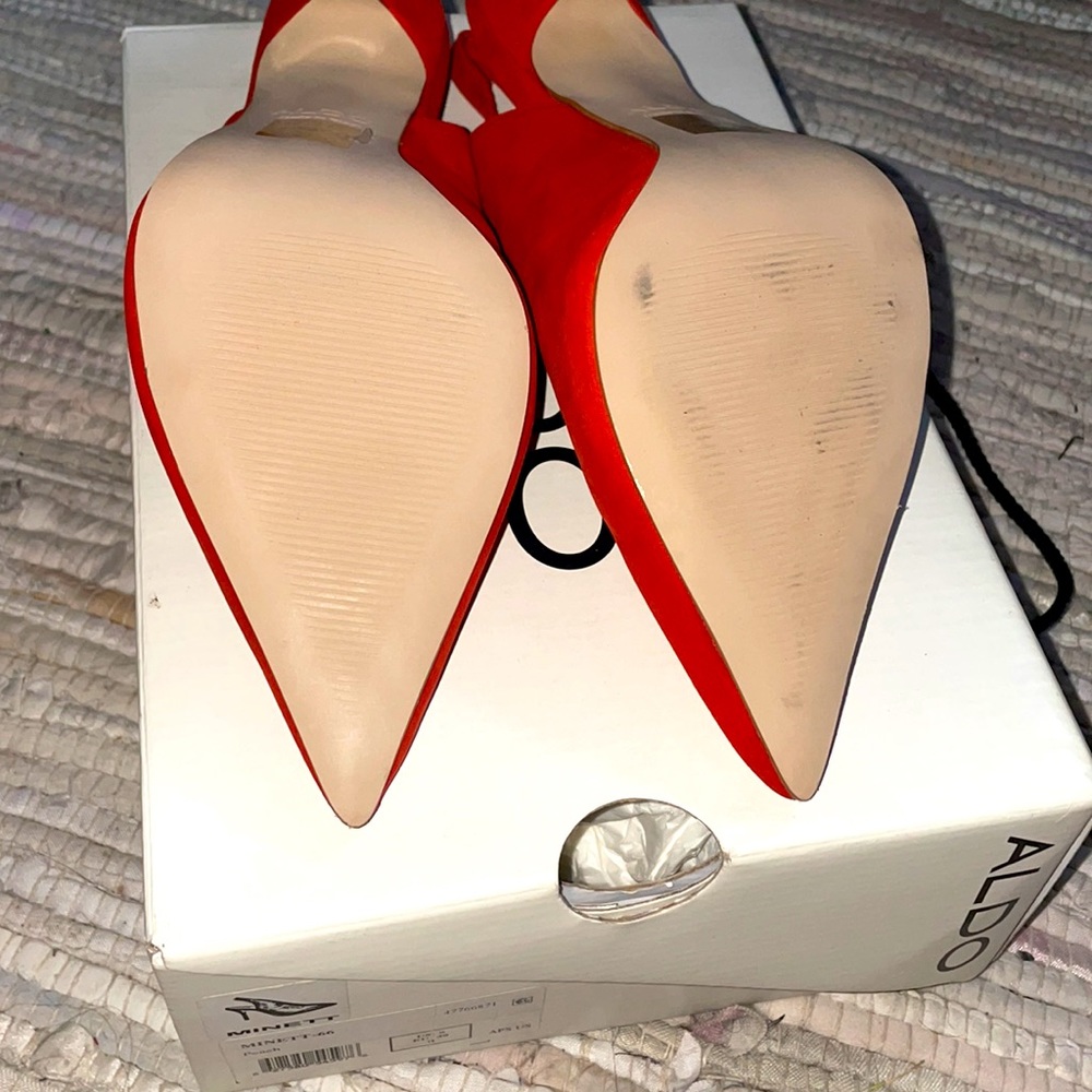 ALDO Minett Slingback Heels Pumps Burnt Red Orange Suede. Brand New w/ Box Sz 9 - Picture 6 of 6